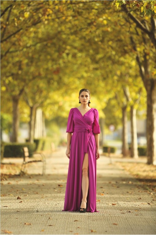Promod Vestido largo violeta amarronado elegante Moda Vestidos Vestidos largos 