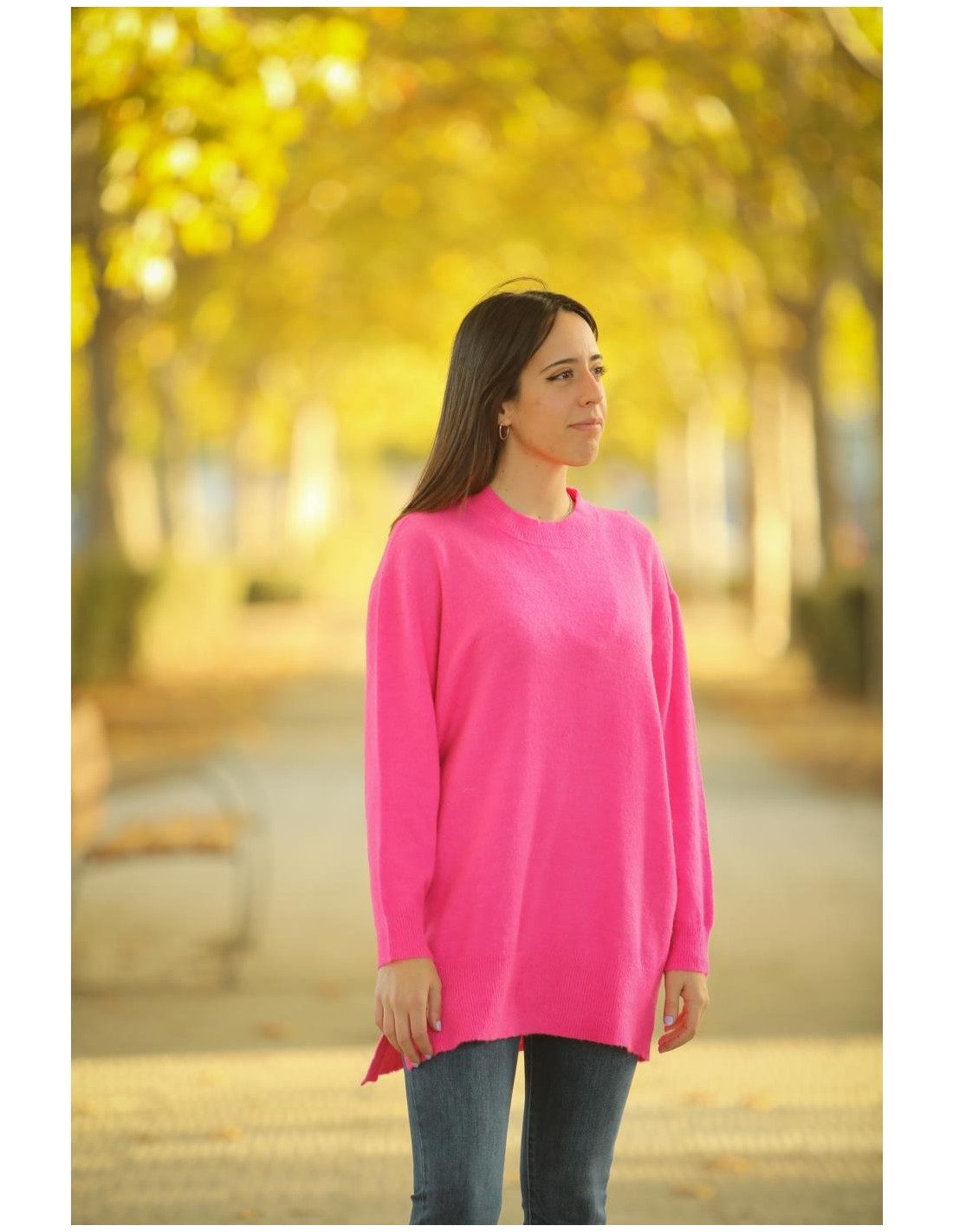 Jersey Oversize Mujer - De punto y Cuello Redondo Color CELESTE Talla M/L